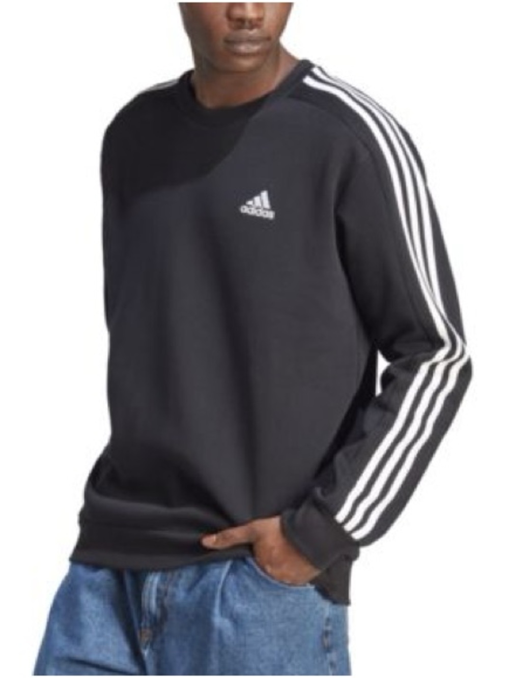 adidas Black Crewneck Sweatshirt with White 3-Stripes